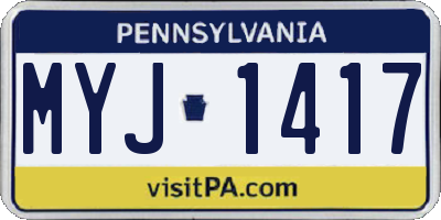 PA license plate MYJ1417