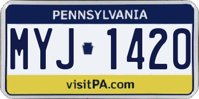PA license plate MYJ1420
