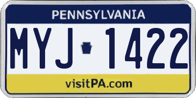 PA license plate MYJ1422