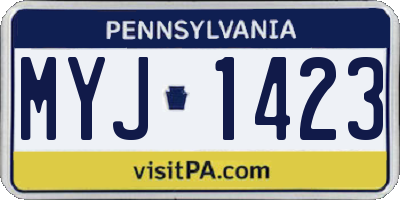 PA license plate MYJ1423