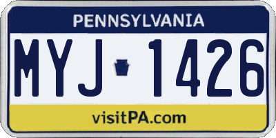 PA license plate MYJ1426