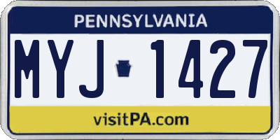 PA license plate MYJ1427