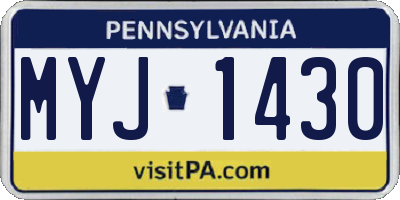 PA license plate MYJ1430