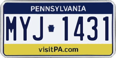 PA license plate MYJ1431