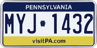 PA license plate MYJ1432