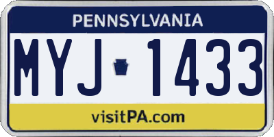 PA license plate MYJ1433