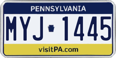 PA license plate MYJ1445