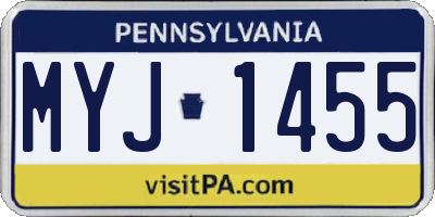 PA license plate MYJ1455
