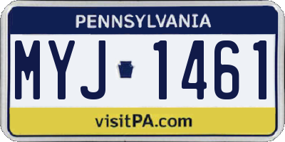 PA license plate MYJ1461