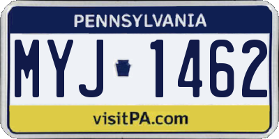 PA license plate MYJ1462