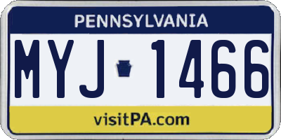 PA license plate MYJ1466