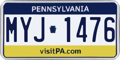 PA license plate MYJ1476
