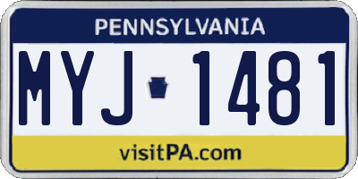PA license plate MYJ1481