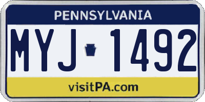 PA license plate MYJ1492