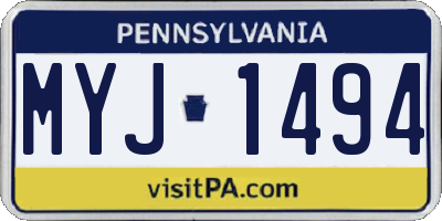 PA license plate MYJ1494