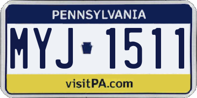 PA license plate MYJ1511