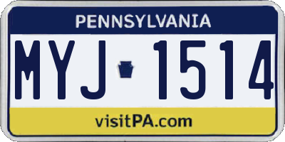 PA license plate MYJ1514