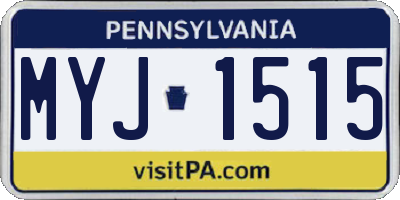 PA license plate MYJ1515