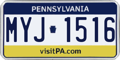 PA license plate MYJ1516