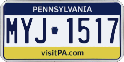 PA license plate MYJ1517