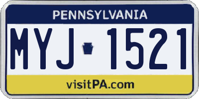 PA license plate MYJ1521