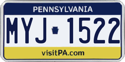 PA license plate MYJ1522