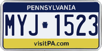 PA license plate MYJ1523