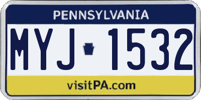 PA license plate MYJ1532