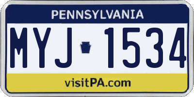PA license plate MYJ1534
