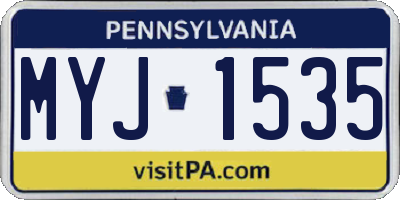 PA license plate MYJ1535