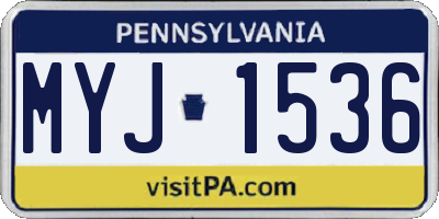 PA license plate MYJ1536