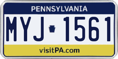 PA license plate MYJ1561