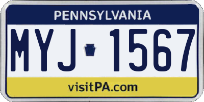 PA license plate MYJ1567