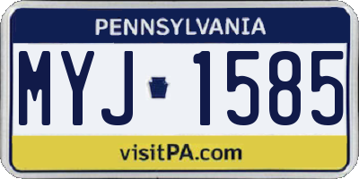PA license plate MYJ1585