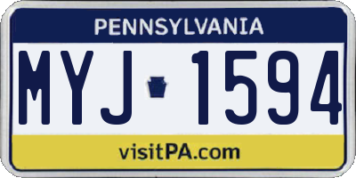 PA license plate MYJ1594