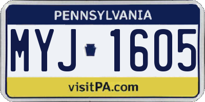 PA license plate MYJ1605