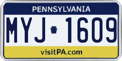 PA license plate MYJ1609