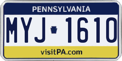 PA license plate MYJ1610