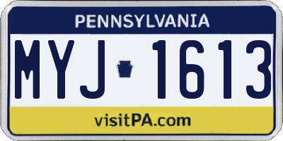 PA license plate MYJ1613