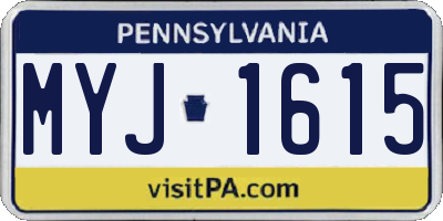 PA license plate MYJ1615