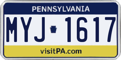 PA license plate MYJ1617