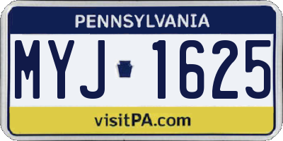 PA license plate MYJ1625