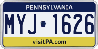 PA license plate MYJ1626