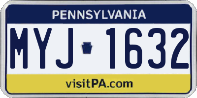 PA license plate MYJ1632