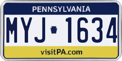 PA license plate MYJ1634