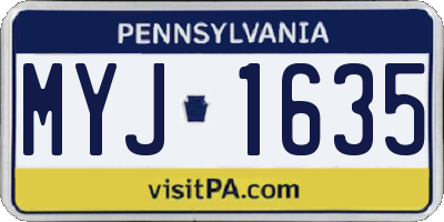 PA license plate MYJ1635