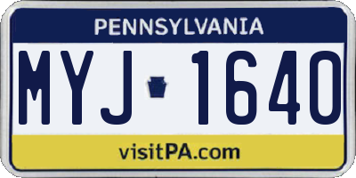 PA license plate MYJ1640