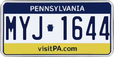 PA license plate MYJ1644