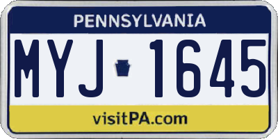 PA license plate MYJ1645
