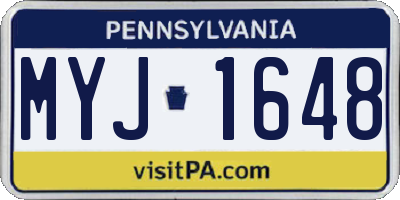 PA license plate MYJ1648
